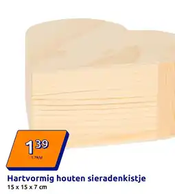 Action Hartvormig houten sieradenkistje aanbieding
