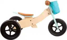 Bol.com Small Foot - Houten Driewieler en Loopfiets 2in1 Maxi Turquoise aanbieding