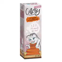 Zooplus 56x90g Catessy Mousse Kuipjes met kippenlever Kattennatvoer aanbieding
