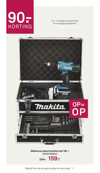 Karwei Makita accuboormachine set 18V DF45DWEX2 aanbieding