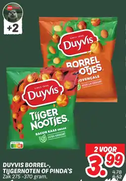 Dekamarkt Duyvis borrel, tijgernoten of pinda's aanbieding