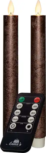 Intratuin Anna's Collection LED dinerkaars met timer brons D 2,2 H 23 cm 2 stuks aanbieding