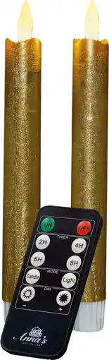 Intratuin Anna's Collection LED dinerkaars Rustiek met timer goud D 2,1 H 18 cm 2 stuks aanbieding