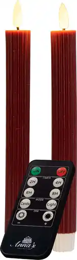 Intratuin Anna's Collection LED dinerkaars Rib met timer bordeaux D 2,1 H 23 cm 2 stuks aanbieding