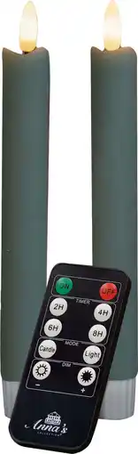 Intratuin Anna's Collection LED dinerkaars Rustiek met timer groen D 2,1 H 18 cm 2 stuks aanbieding