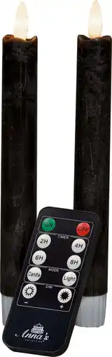 Intratuin Anna's Collection LED dinerkaars Rustiek met timer zwart D 2,1 H 18 cm 2 stuks aanbieding