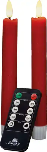 Intratuin Anna's Collection LED dinerkaars Rustiek met timer rood D 2,1 H 18 cm 2 stuks aanbieding