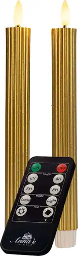 Intratuin Anna's Collection LED dinerkaars Rib met timer goud D 2,1 H 23 cm 2 stuks aanbieding