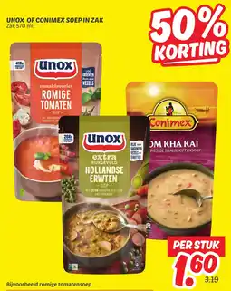 Dekamarkt Unox of conimex soep in zak aanbieding