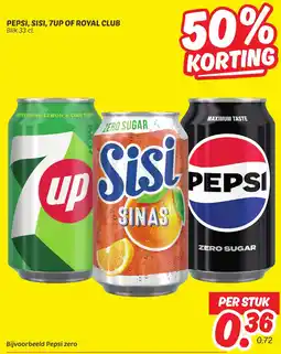 Dekamarkt Pepsi, sisi, 7up of royal club aanbieding