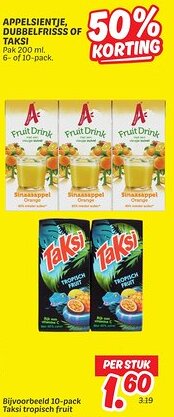 Dekamarkt Appelsientje, dubbelfrisss of taksi aanbieding