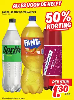 Dekamarkt Fanta, sprite of fernandes aanbieding