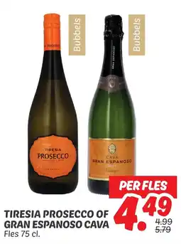 Dekamarkt Tiresia prosecco of gran espanoso cava aanbieding