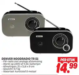 Dekamarkt Denver noodradio TR 51 aanbieding