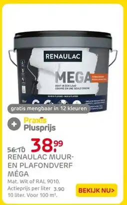 Praxis Renaulac muur en plafondverf méga aanbieding