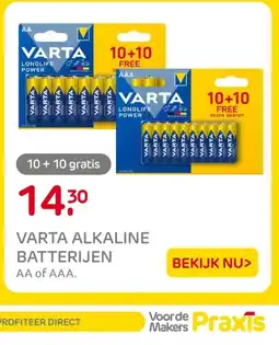 Praxis Varta alkaline batterijen aanbieding