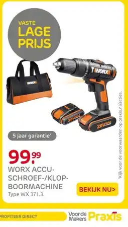Praxis Worx accu schroef klop boormachine aanbieding