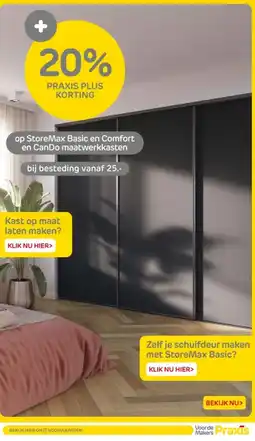 Praxis Op storemax basic en comfort en cando maatwerkkasten aanbieding