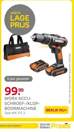 Praxis Worx accu schroef /klop boormachine aanbieding