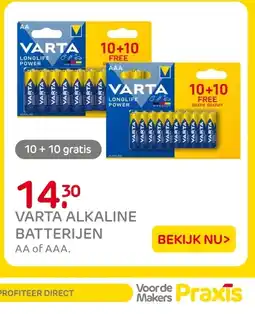 Praxis Varta alkaline batterijen aanbieding