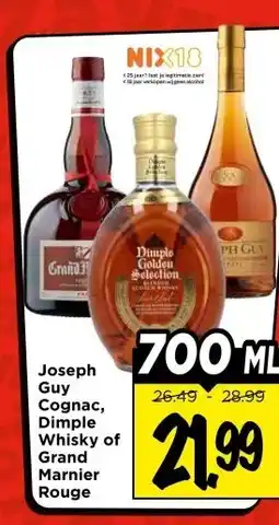 Vomar Voordeelmarkt Joseph Guy Cognac, Dimple Whisky of Grand Marnier Rouge aanbieding