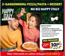 Kruidvat 2 Gangenmenu: Pizza / Pasta + Dessert aanbieding