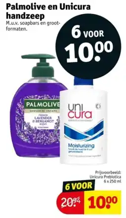 Kruidvat Palmolive en Unicura handzeep aanbieding