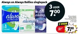 Kruidvat Always en Always Dailies singlepack aanbieding