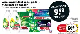 Kruidvat Ariel wasmiddel pods, pods+, vloeibaar en poeder aanbieding