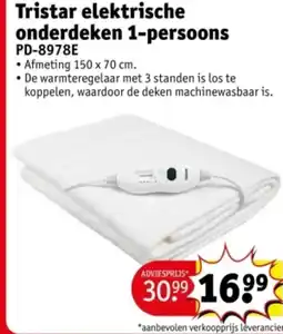 Kruidvat Tristar elektrische onderdeken 1 persoons aanbieding