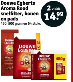 Kruidvat Douwe Egberts Aroma Rood snelfilter, bonen en pads aanbieding