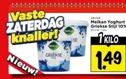 Vomar Voordeelmarkt Melkan Yoghurt Griekse Stijl 10% aanbieding