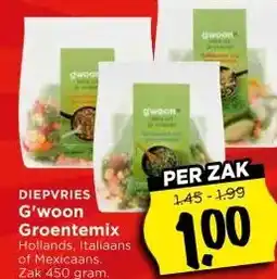 Vomar Voordeelmarkt DIEPVRIES G'woon Groentemix aanbieding