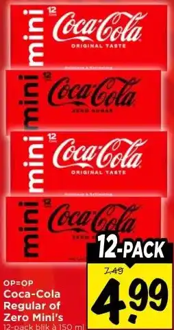 Vomar Voordeelmarkt Coca-Cola Regular of Zero Mini's aanbieding