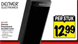 Vomar Voordeelmarkt Denver Powerbank 20.000 mAh aanbieding