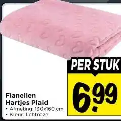 Vomar Voordeelmarkt Flanellen Hartjes Plaid aanbieding