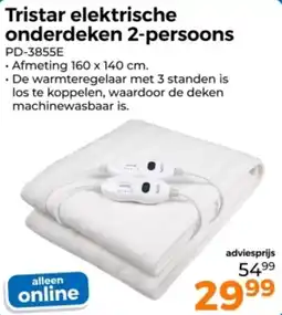Trekpleister Tristar elektrische onderdeken 2 persoons aanbieding