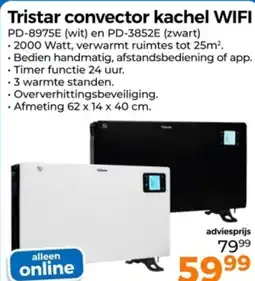 Trekpleister Tristar convector kachel WIFI aanbieding