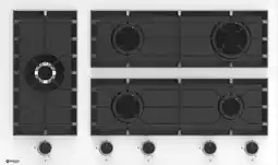 Bol.com Wiggo WH-G935GR(W) - Inbouw gaskookplaat met Wok - 90cm - Wit Glas aanbieding