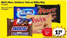 Kruidvat Mini's Mars, Snickers, Twix en Milky Way aanbieding