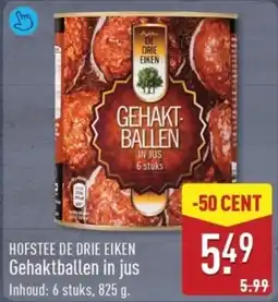 ALDI Hofstee de drie eiken gehaktballen in jus aanbieding
