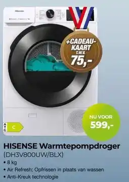 EP Beerepoot Hisense warmtepompdroger (DH3V80OUW/BLX) aanbieding