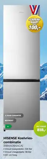 EP Beerepoot Hisense koelvriescombinatie RB440N4ACA aanbieding