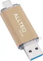 Bol.com USB stick - Dual USB - USB C - 256 GB - Goud - Allteq aanbieding