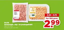 PLUS PLUS Gemengd, kip en pastagehakt aanbieding