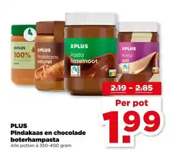 PLUS PLUS Pindakaas en chocolade boterhampasta aanbieding