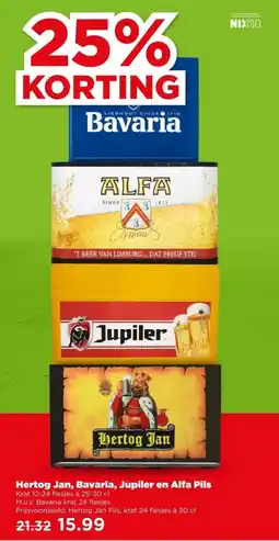 PLUS Hertog Jan Hertog Jan, Bavaria, Jupiler en Alfa Pils aanbieding