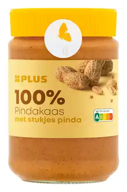 PLUS PLUS 100% pindakaas met stukjes pinda aanbieding