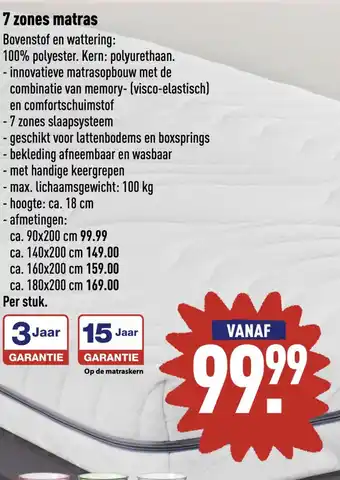 ALDI 7 zones matras ZO IS aanbieding