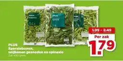 PLUS PLUS Sperziebonen, snijbonen gesneden en spinazie aanbieding